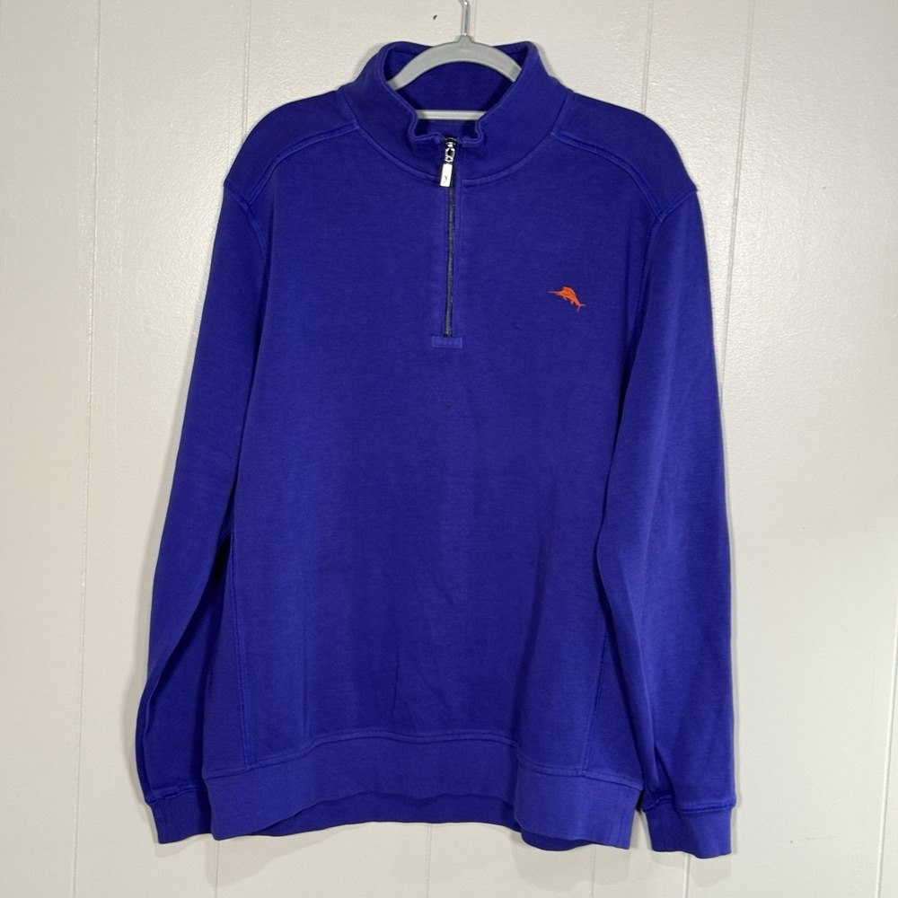 Tommy Bahama Antigua Cove Relax 1/2 Zip Pullover Mens XL Purple Sweater Golf